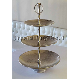  3-Tier Silver Hammered Tray 