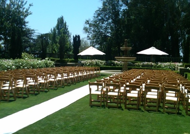 Wedding Ceremony @ Greystone Mansion Beverly Hills w/Natural Wood Chairs, August 2011